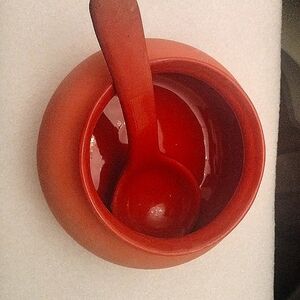 Vintage Terracotta Salsa Bowl with Spoon